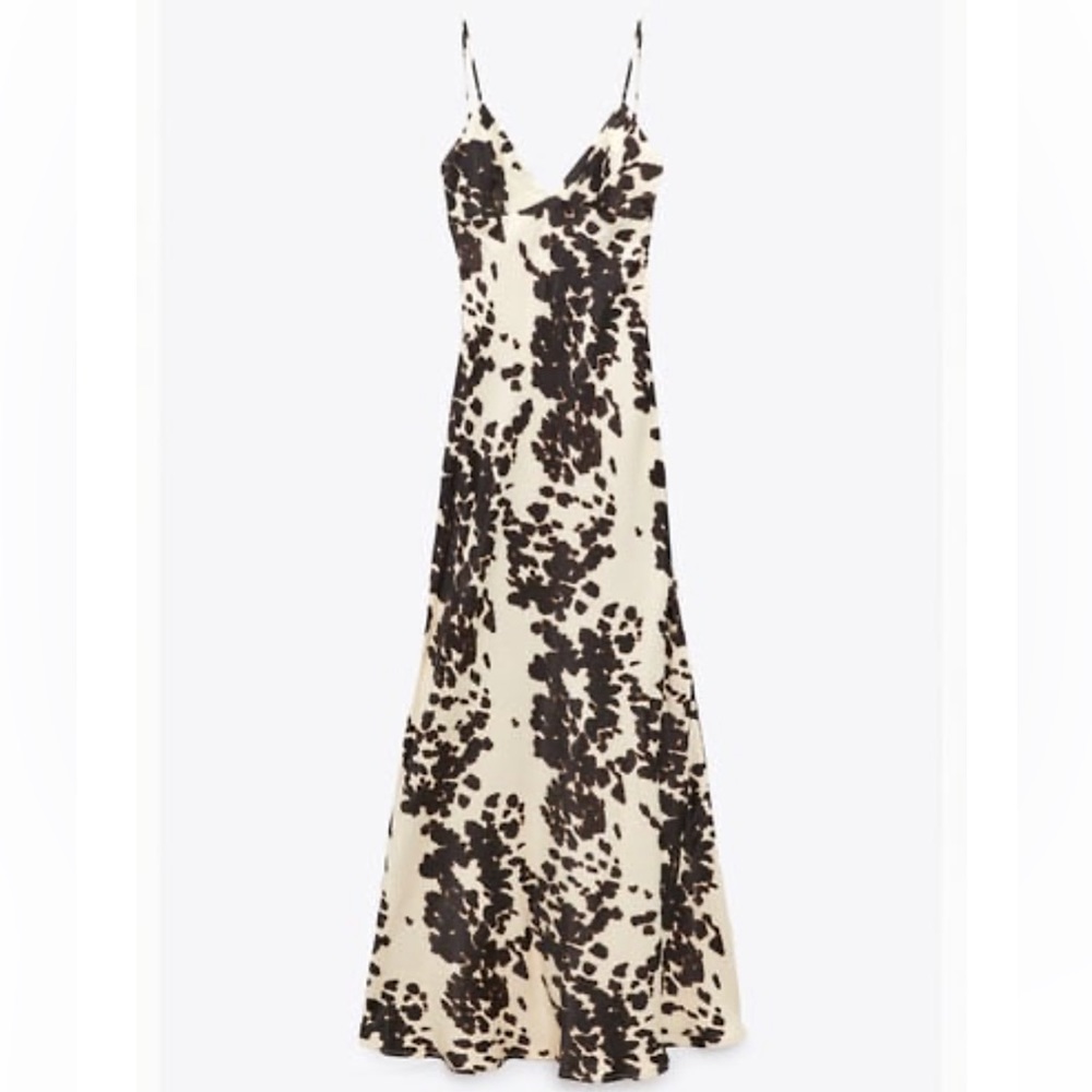 ZARA SATIN EFFECT PRINT DRESS